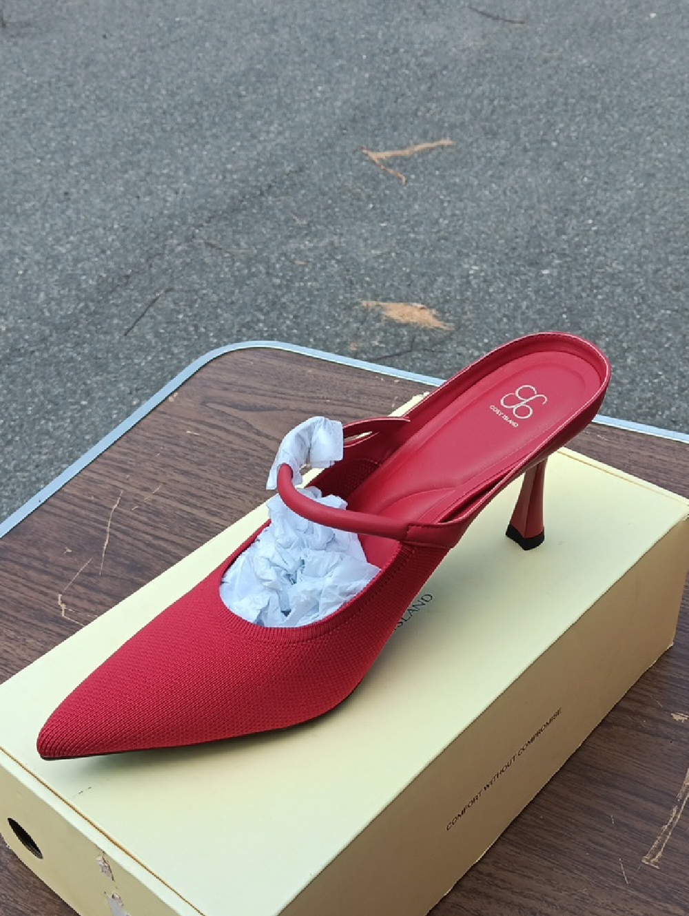 Red Pointed Toe Mule Heel by IC COLLECTION